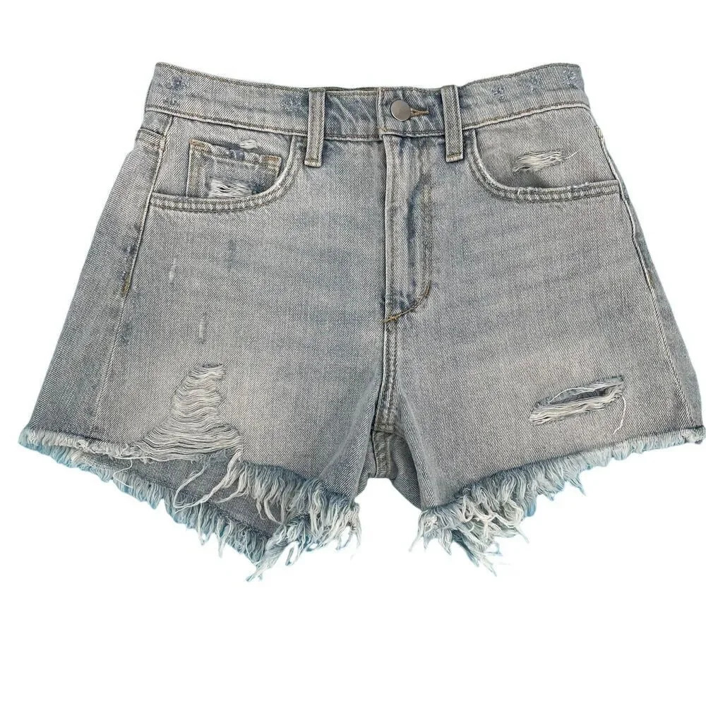 Joe's Jeans Shorts The Kinsley Blue Denim High Rise Deconstructed 4" size 25